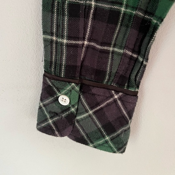 Elizabeth and James Plaid Flannel Button Down in Green/Blue - Picture 5 of 8
